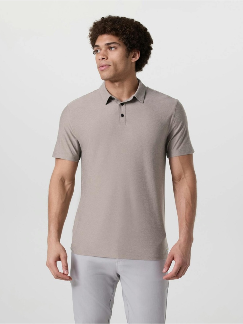 Vuori Strato Tech Polo Shirt Mens Size XXL Heathered Brown Gym Athletic Casual